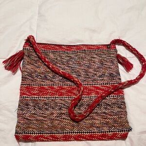 Vibrant Red Handwoven Crossbody Bag